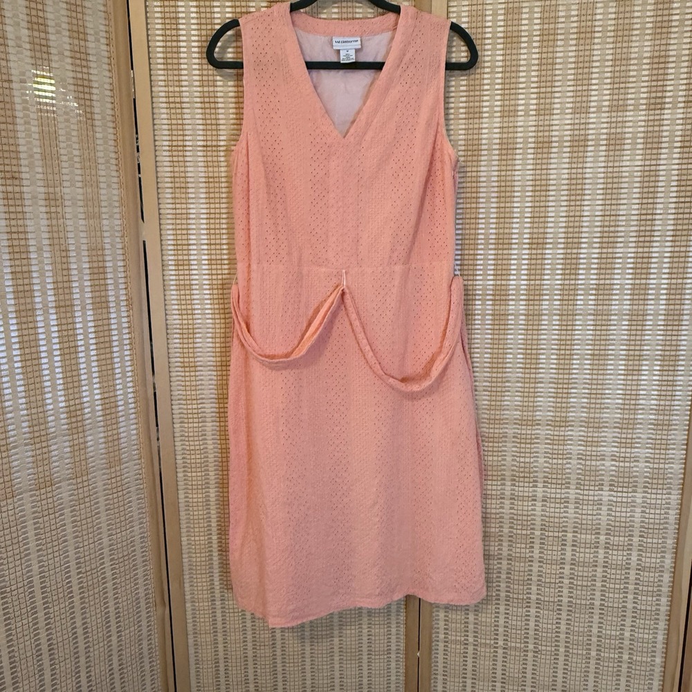 Liz Claiborne Womens M Dress Eyelet Lace‎ Peach Sleeveless Cottagecore Feminine